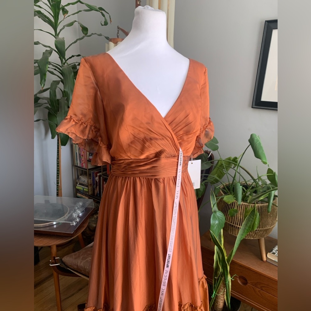 NWT , Mac Duggal Rust Midi Dress - Picture 3 of 7